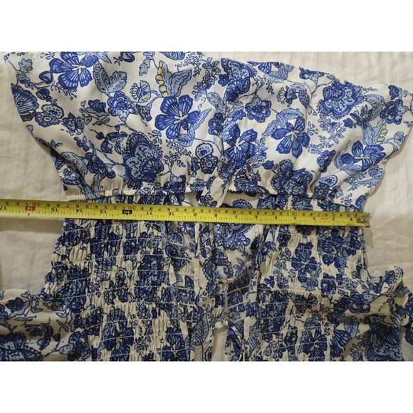 Sienna Sky Blue Floral Tie Blouse, Womens L Open Back V Neck Free Shipping - Picture 7 of 8